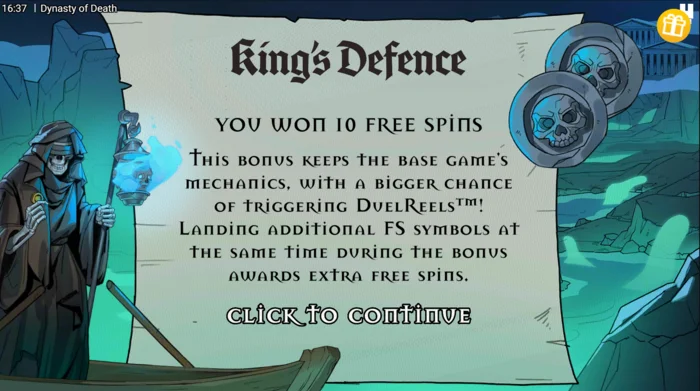 Dynasty of Death - King's Defence -ilmaiskierrosten käynnistys